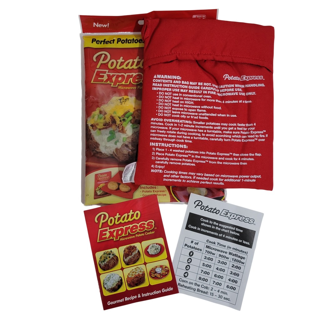 Potato Express Microwave Potato Cooker Bag Red Cooks‎ Up to 4 Potatoes in 4 Min